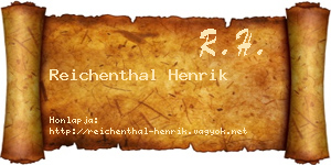 Reichenthal Henrik névjegykártya